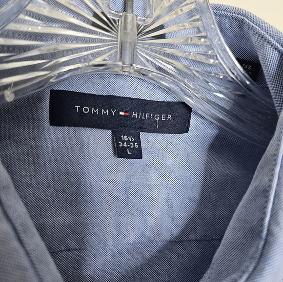 Tommy Hilfiger Men's button down size L light blue cotton blend - Picture 3 of 5